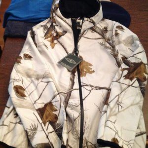 G. H. Bass & Company Men's Large White Print Hooded Soft Shell Jacket -NWT